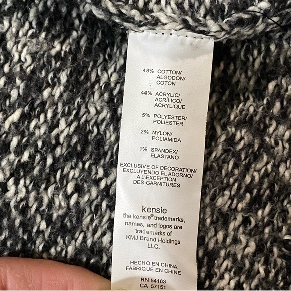 🎈Kensie heather gray shawl sweater fringe  goth Y2K open front long cardigan S - Picture 6 of 8